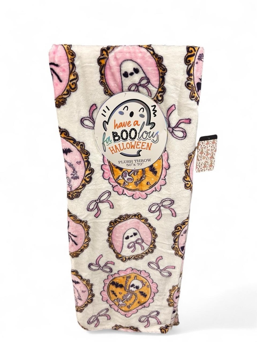 Have a FaBOOlous Halloween Ghost & Skeleton Plush Throw Blanket